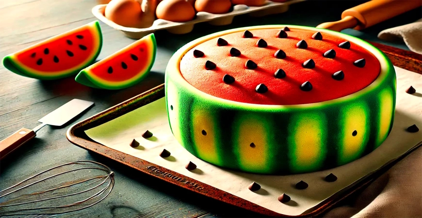 طرز تهیه کیک یلدایی هندونه ای مخصوص مهمانی‌های شب یلدا